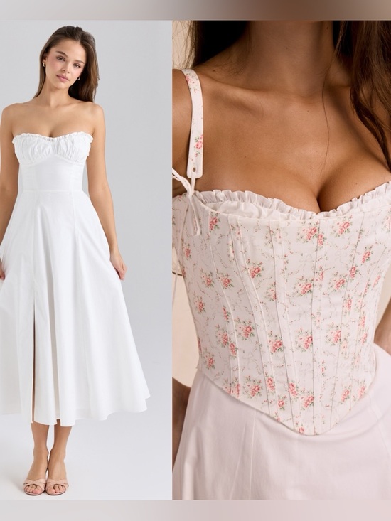 House of CB Dresses & Skirts - House of CB Clarabelle rose Print corset Detachable Corset Midi size XS NWOT